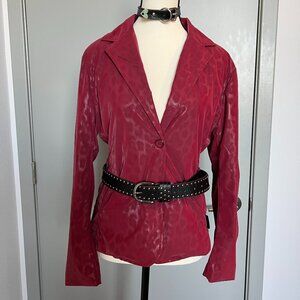 Leopard animal print faux leather vintage style blazer